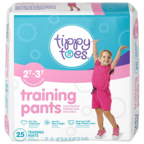 Tippy Toes Training Pants, for Girls, 2T-3T (Up to 34 lb)