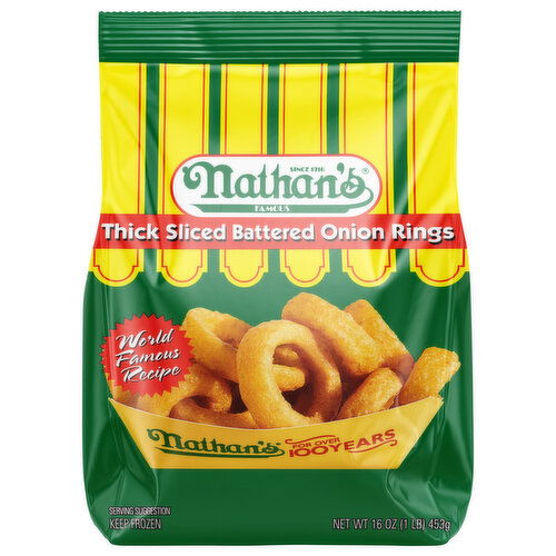 Nathan's Famous Onion Rings, Battered, Thick Sliced