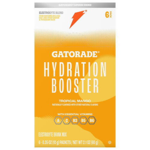 Gatorade Electrolyte Drink Mix, Tropical Mango, Hydration Booster - 6 Each