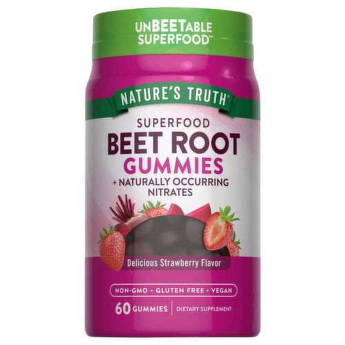 Nature's Truth Delicious Strawberry Flavor Gummies Superfood Beet Root - 60 Each
