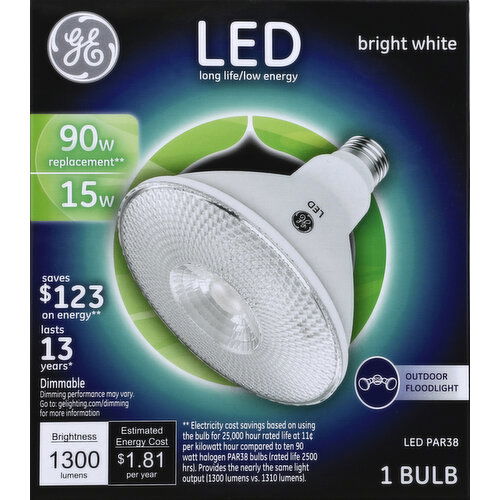 GE Light Bulb, LED, Bright White, 15 Watts