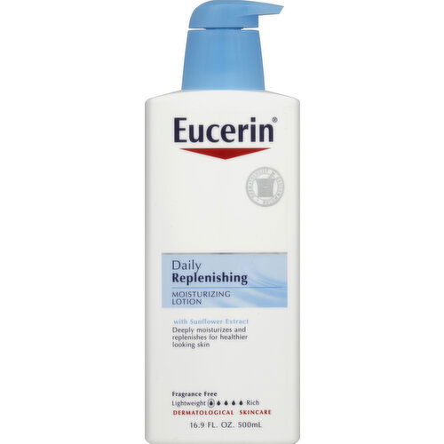 Eucerin Moisturizing Lotion, Daily Replenishing, Fragrance Free