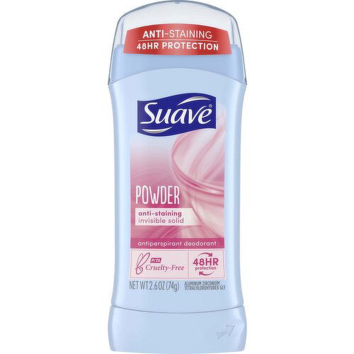 Suave Antiperspirant Deodorant, Powder, Invisible Solid