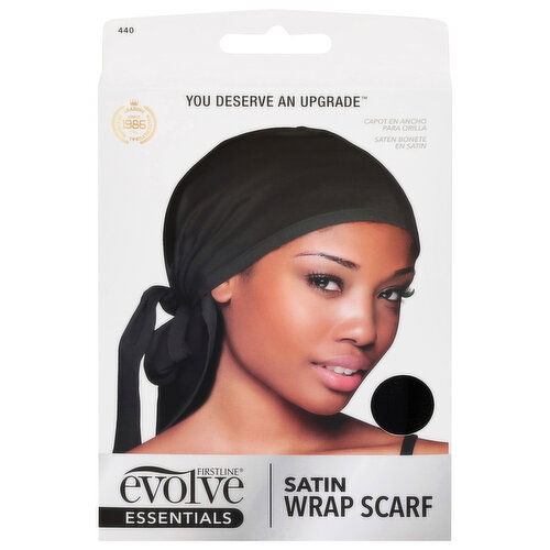 Firstline Wrap Scarf, Black, Satin, Essentials - 1 Each