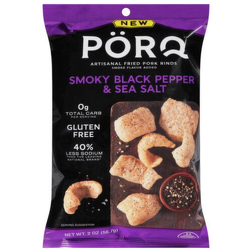 PorQ Pork Rinds, Artisanal Fried, Smoky Black Pepper & Sea Salt