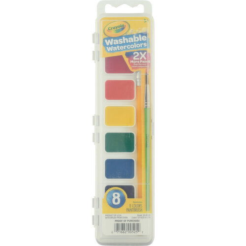 Crayola Washable Watercolors, Nontoxic, 3+