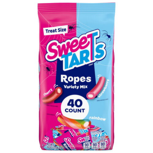 Sweetarts Candy, Ropes, Cherry/Strawberry/Rainbow, Variety Mix, Treat Size