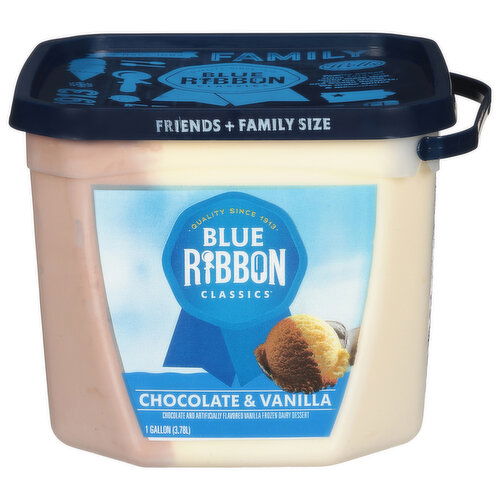 Blue Ribbon Classics Frozen Dairy Dessert, Chocolate & Vanilla, Friends + Family Size