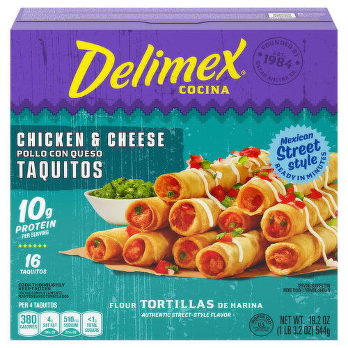 Delimex Taquitos, Chicken & Cheese, Mexican Street Style