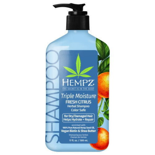 Hempz Shampoo, Herbal, Fresh Citrus, Triple Moisture