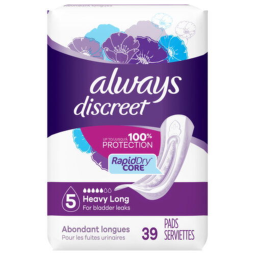 Always Discreet Pads, Heavy, Long, Size 5