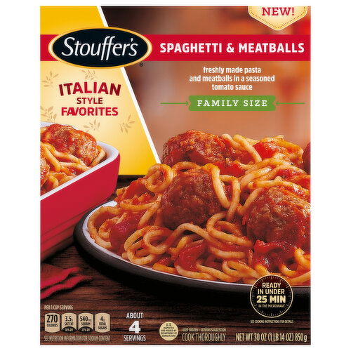 Stouffer's Spaghetti & Meatballs, Italian Style Favorites, Family Size