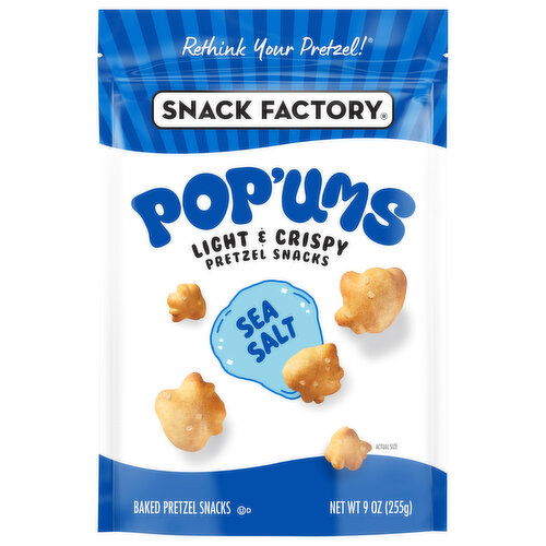 Snack Factory Baked Pretzel Snacks, Sea Salt, Pop'ums