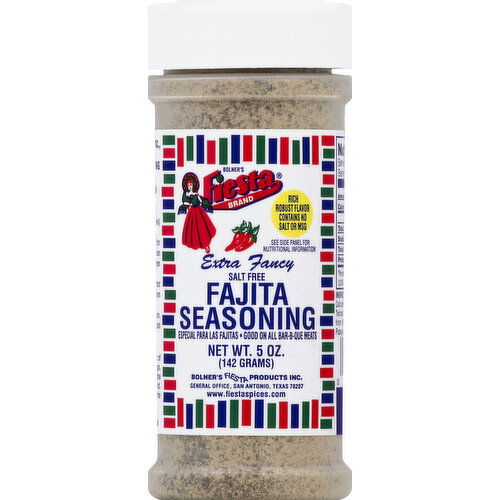 Fiesta Seasoning, Fajita, Salt Free, Extra Fancy