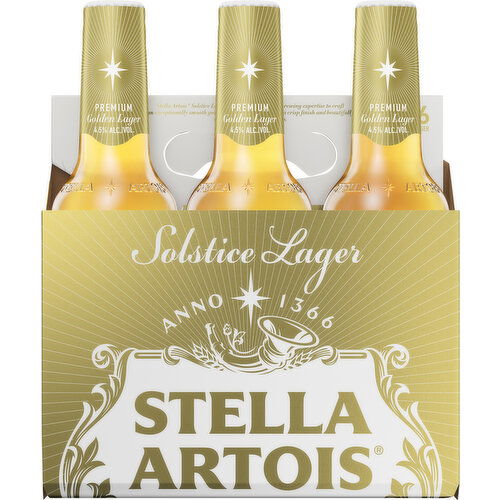 Stella Artois Beer, Solstice Lager, 6 Pack