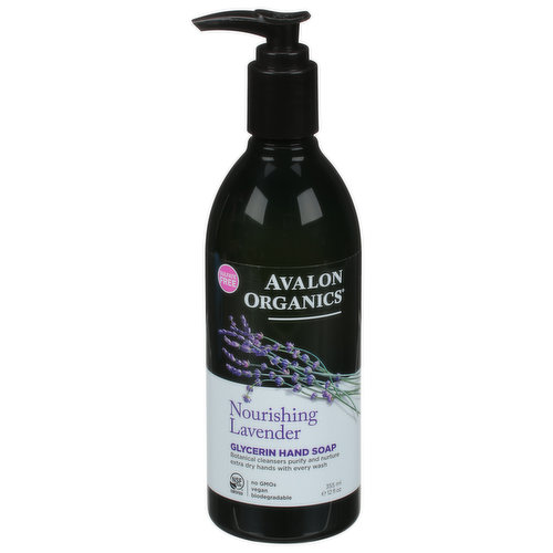 Avalon Organics Hand Soap, Glycerin, Nourishing Lavender