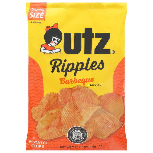 Utz Potato Chips, Barbeque Flavored, Ripples, Family Size