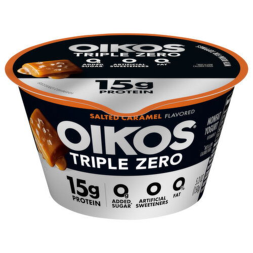 Oikos Triple Zero Yogurt, Nonfat, Salted Caramel Flavored