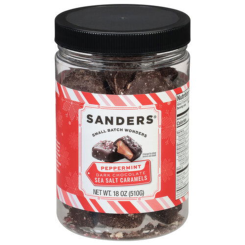 Sanders Sea Salt Caramels, Peppermint, Dark Chocolate