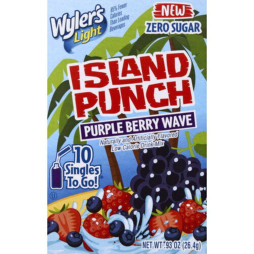 Wyler's Light Drink Mix, Low Calorie, Purple Berry Wave, 10 Pack