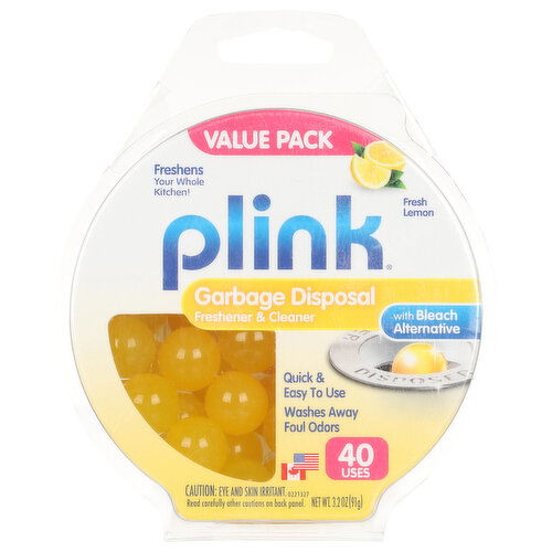 Plink Freshener & Cleaner, with Bleach Alternative, Garbage Disposal, Fresh Lemon, Value Pack