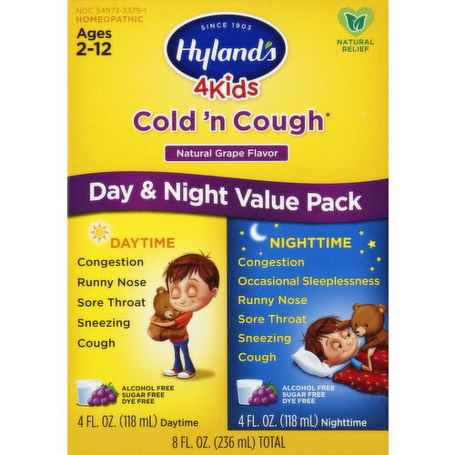 Hyland's Cold 'n Cough, Natural Grape Flavor, Day & Night Value Pack