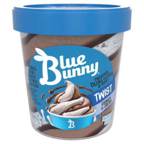 Blue Bunny Frozen Dairy Dessert, Cookies & Cream, Twist