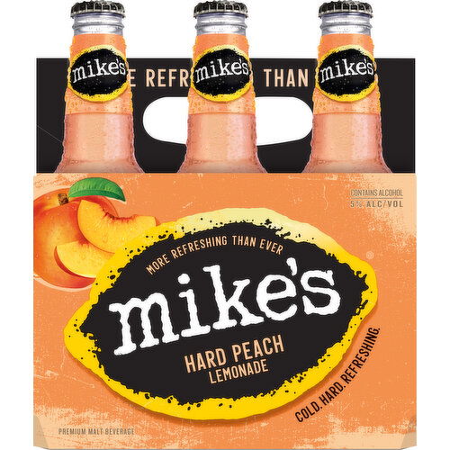 Mike's Beer, Malt Beverage, Premium, Hard Peach Lemonade