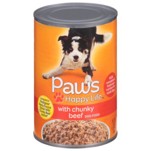 Paws Happy Life Dog Food, Chunky Beef