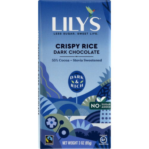 Lilys Dark Chocolate, Crispy Rice, 55% Cocoa