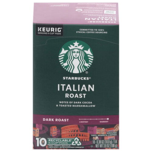 Starbucks Coffee, 100% Arabica, Ground, Dark Roast, Italian Roast, K-Cup Pods