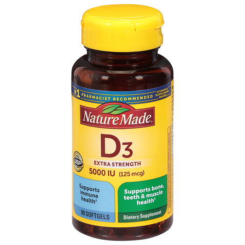 Nature Made D3, Extra Strength, 5000 IU (125 mcg), Softgels