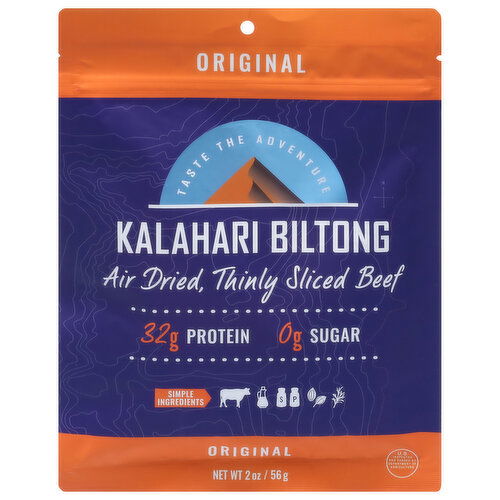 Kalahari Biltong Beef, Thinly Sliced, Air Dried, Original