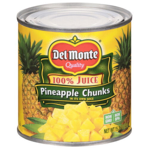 Del Monte Pineapple Chunks, 100% Juice