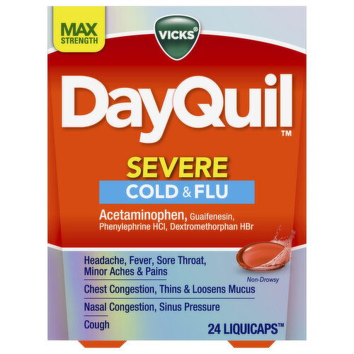 Vicks Cold & Flu, Severe, Max Strength, LiquiCaps