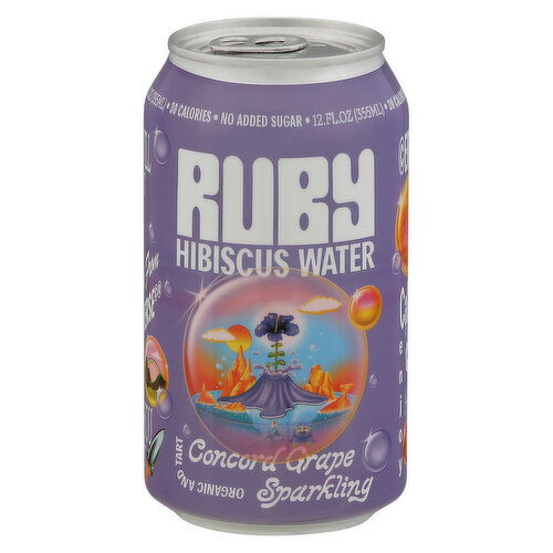 Ruby Hibiscus Water, Sparkling, Concord Grape