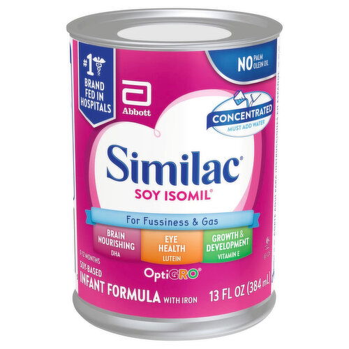 Similac Infant Formula with Iron, Soy-Based, OptiGro, Concentrated, 0-12 Months