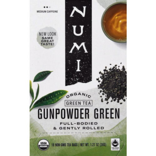 Numi Green Tea, Organic, Gunpowder Green, Tea Bags