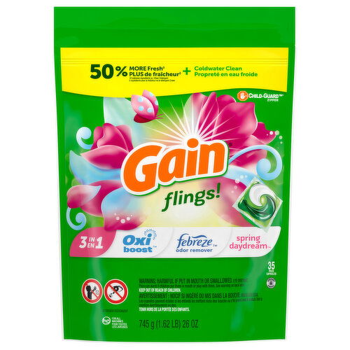 Gain Detergent, Spring Daydream, 3 in 1, Pacs