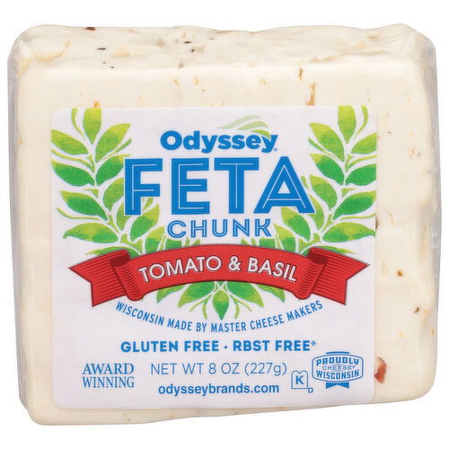 Odyssey Feta, Gluten Free, Tomato & Basil, Chunk