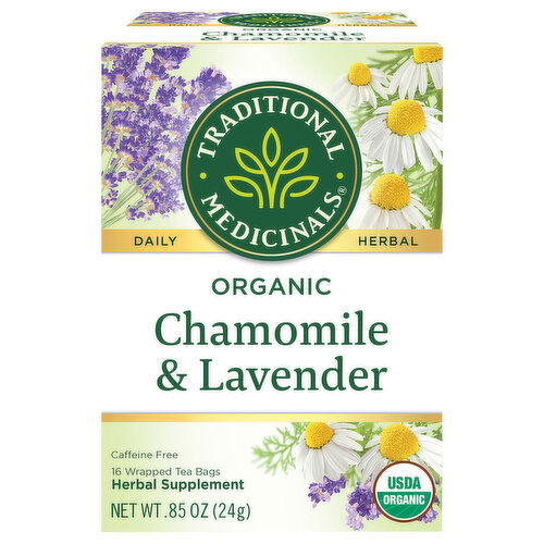 Traditional Medicinals Herbal Supplement, Organic, Chamomile with Lavender, Tea Bags