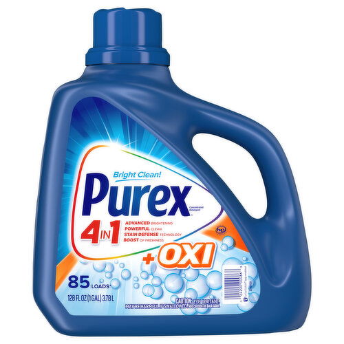 Purex Detergent, Concentrated, Bright Clean, 4 in 1 - 128 Fluid Ounce