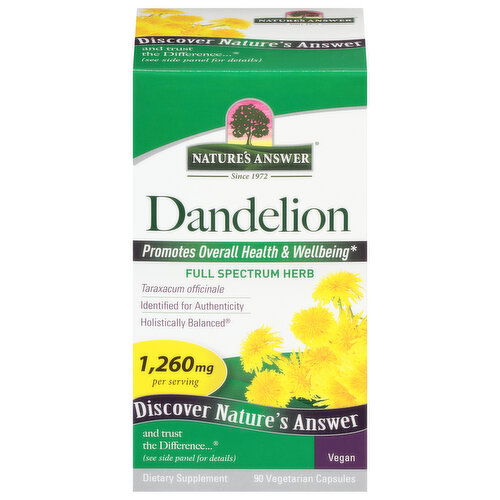 Nature's Answer Dandelion, 1260 mg, Vegetarian Capsules