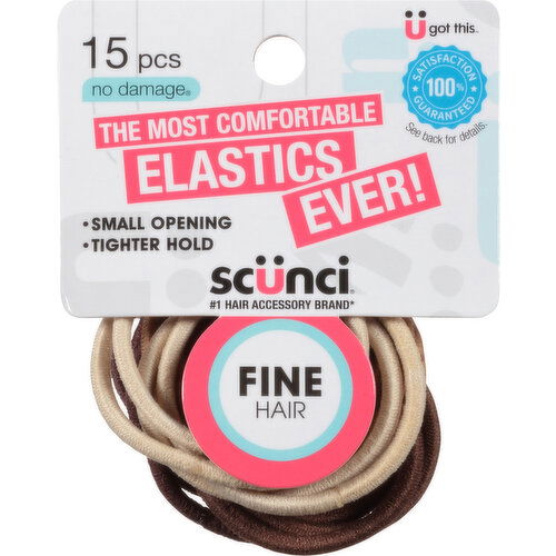 Scunci Hair Elastics, No Damage, Fine Hair