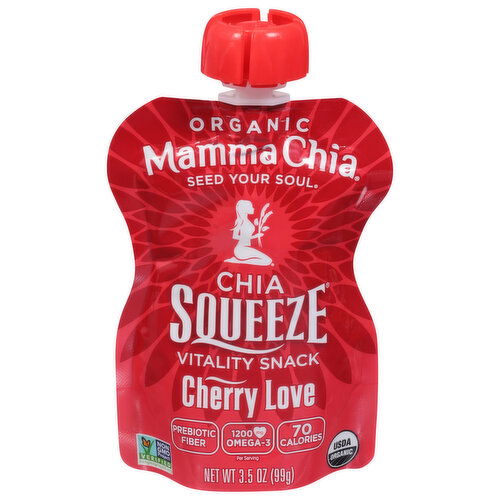 Mamma Chia Chia Squeeze, Organic, Cherry Love, Vitality Snack