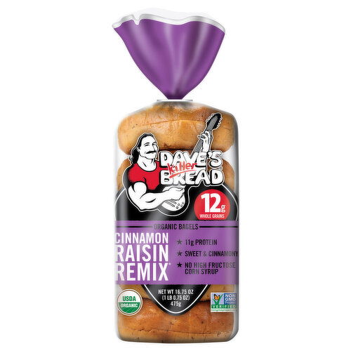 Dave's Killer Bread Organic Cinnamon Raisin Remix Bagels - 16.75 Ounce