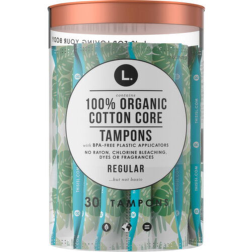 L. Cotton Tampons, Organic, Regular