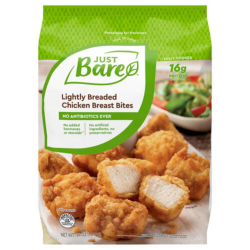 Just Bare Lightly Breaded Chicken Breast Bites - 1.5 Pound