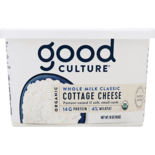 Good Culture Cottage Cheese, Small Curd, 4% Milkfat, Organic, Whole Milk Classic