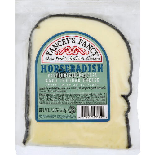 Yancey's Fancy Cheddar Cheese, Pasteurized Process Aged, Horseradish